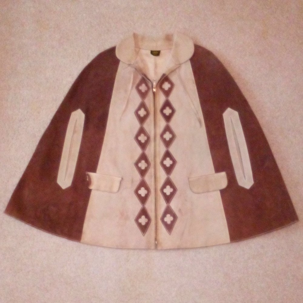 Suede Poncho:  Authentic Mexican.  Vintage Retro 1960's.  Great Condition